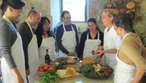 Gina with students and mushroom lesson 2012